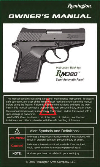 Remington RM380 Owner's Manual